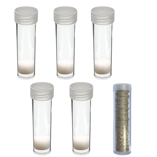 5Pcs Penny Coin Tubes Plastic Holders for Coins Clear Organizer Storage