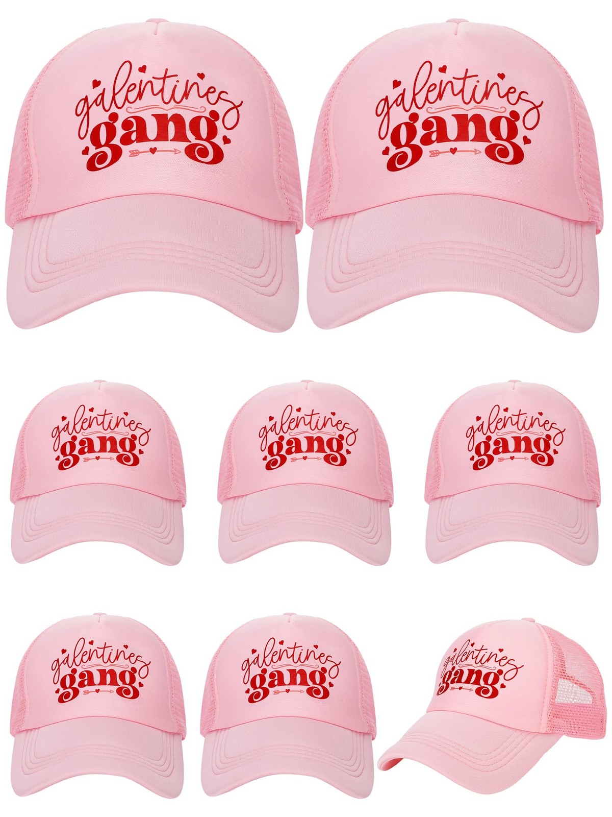 8 PCS Galentine Gang Hat Bulk Party Supplies Valentine Gift Cap Women Pink