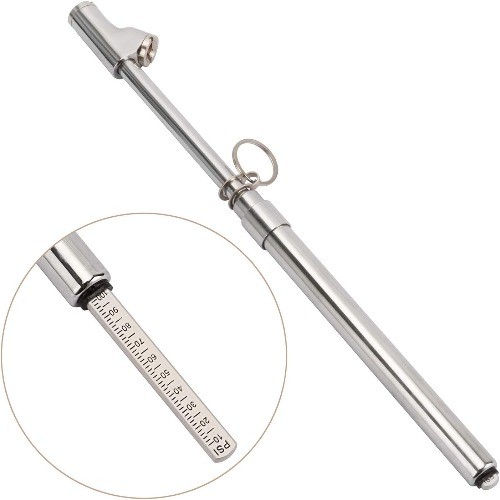 Heavy Duty Dual Head Truck Tire Gauge, Solid Brass Body, Aluminum Slide, with Ho