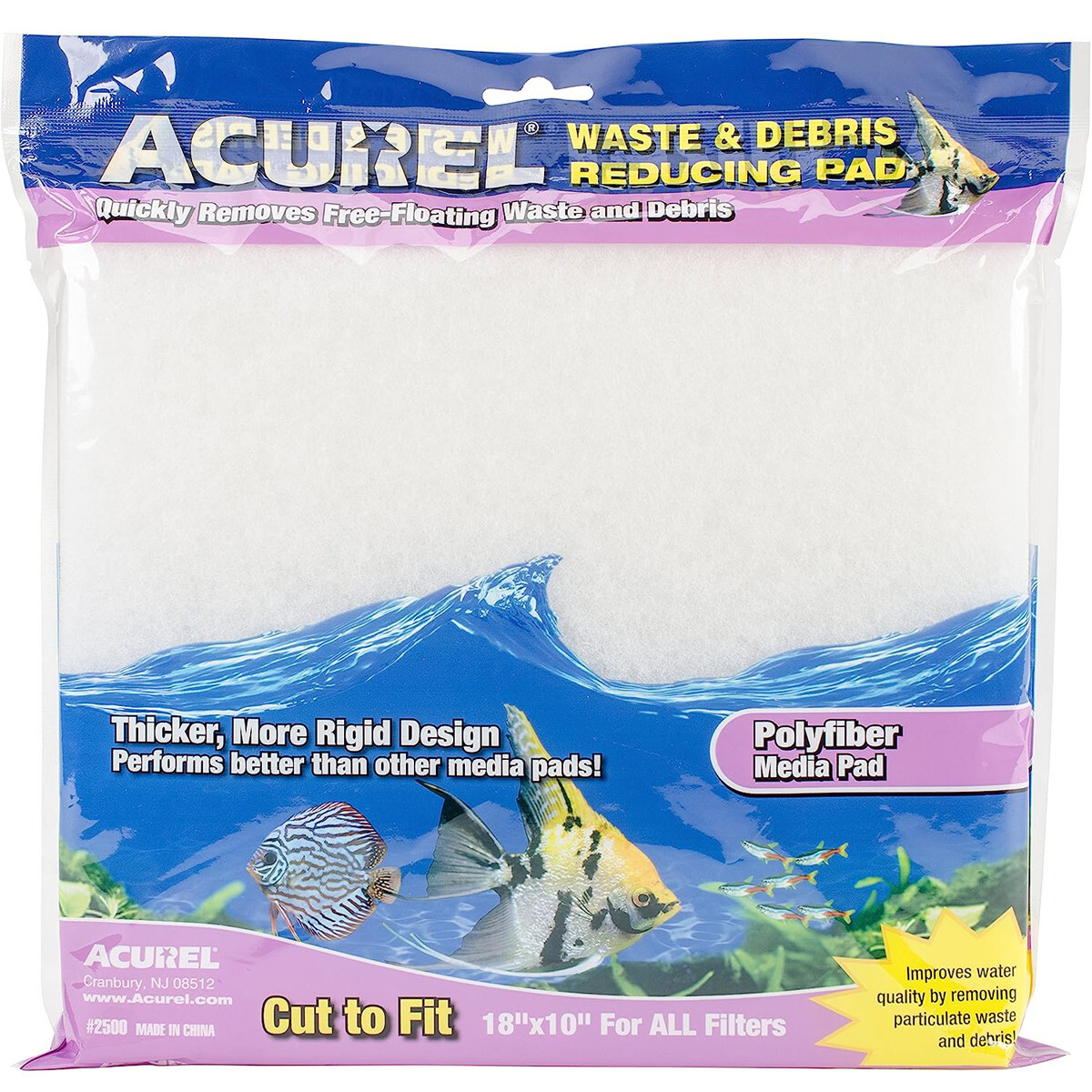 Acurel Poly Fiber Media Pad 10” x 18" Aquarium Waste and Debris Filter Pad