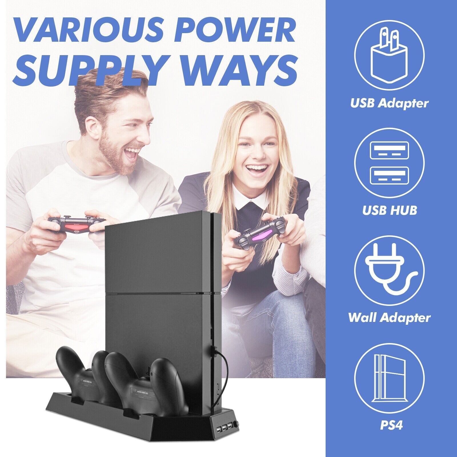 PS4 Cooling Station Vertical Stand 2 Controller Charging Dock For PlayStation 4