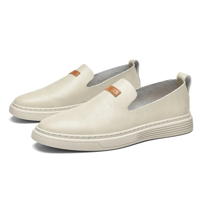 Male Comfy Walking Shoes Lightweight Genuine Leather Slip on Men's Casual Shoes