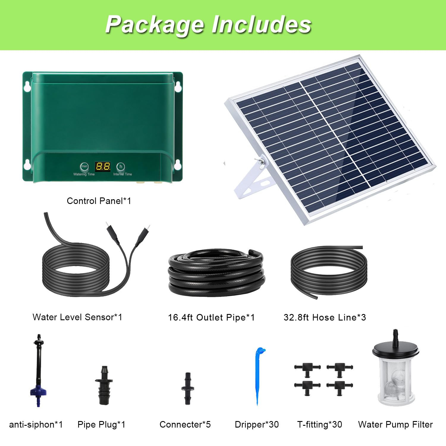 10W Solar Automatic Drip Irrigation Kit Auto Watering System Solar Powered Auto-