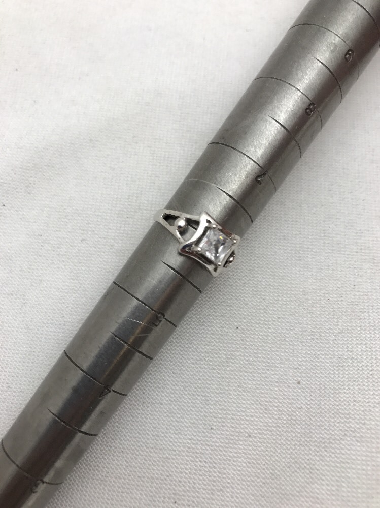 Sterling Silver .925 5mm Square Solitaire Ring Engagement