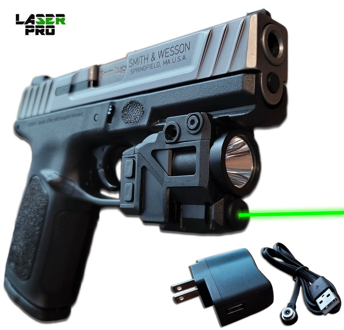 Green Rechargeable Laser & LED Light for Bersa Thunder Pro & UC Pro BP9CC BP40CC