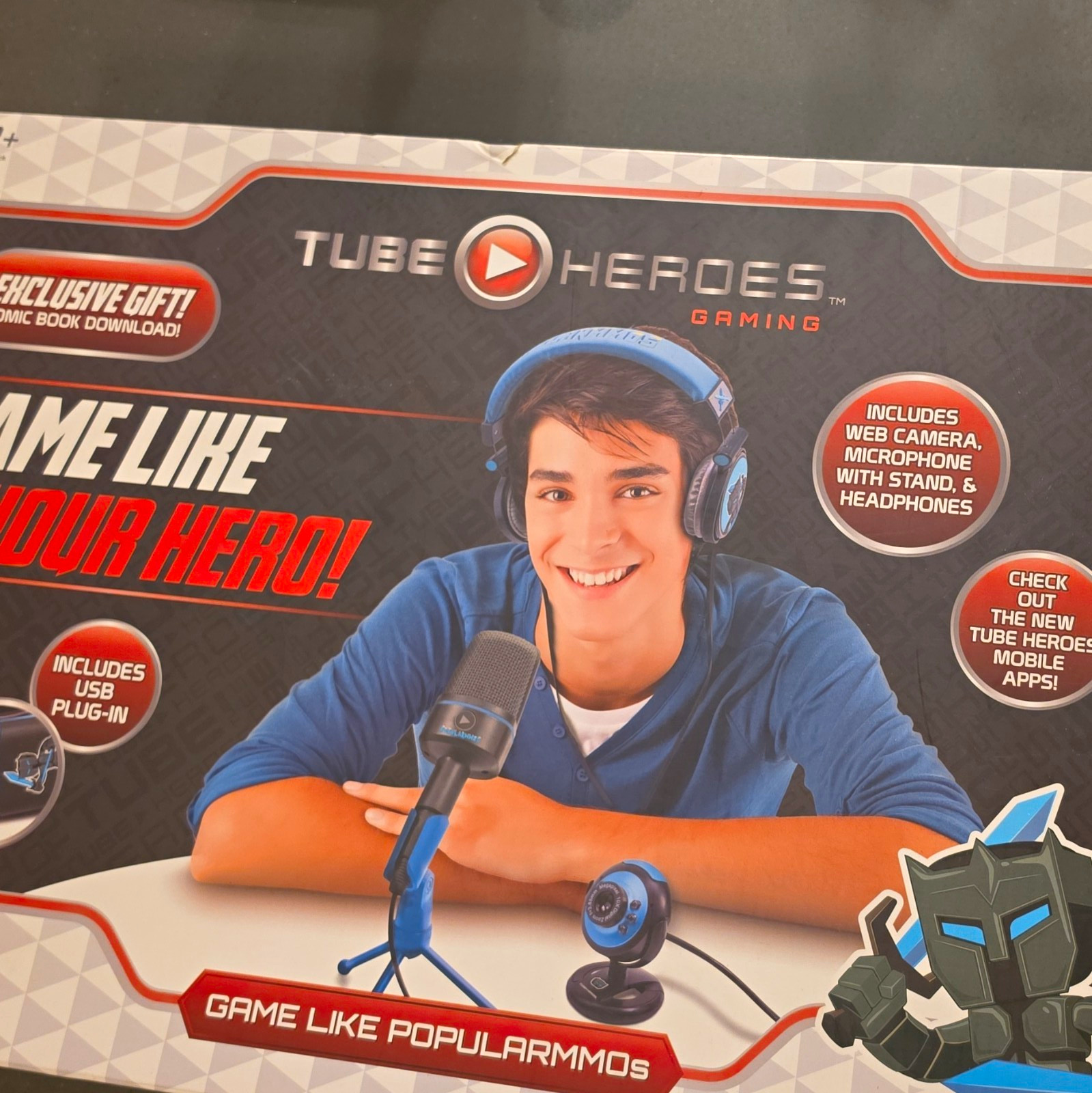 Tube Heroes Gaming Blue/Black Wired Headset 3.5mm On-Ear Adjustable Headband