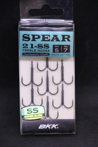 BKK Spear-21 SS Treble Hooks - Size 5 - Super Slide Carbon Steel Hook