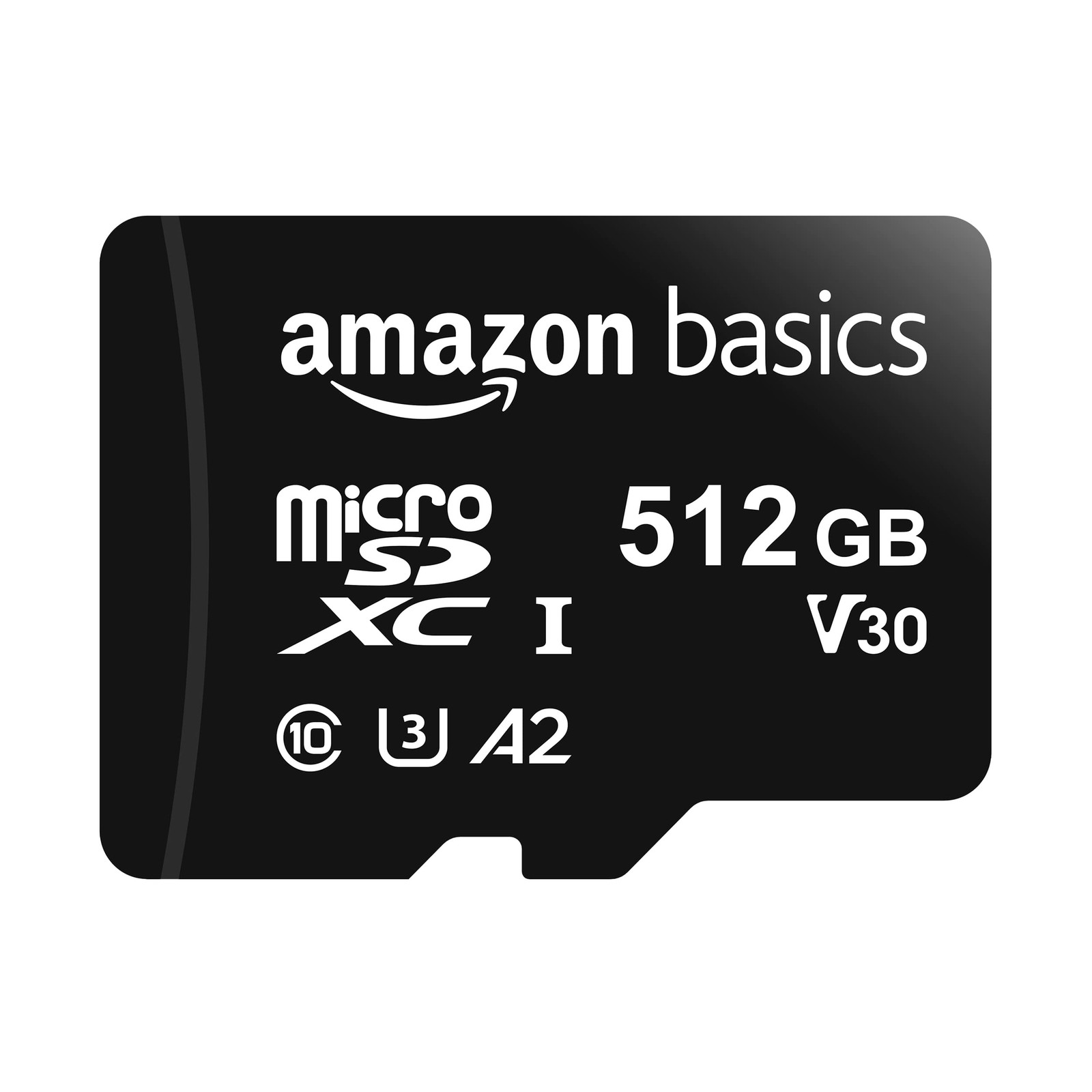 Amazon Basics microSDXC Memory Card with Full Size Adapter, A2, 512 GB, Black