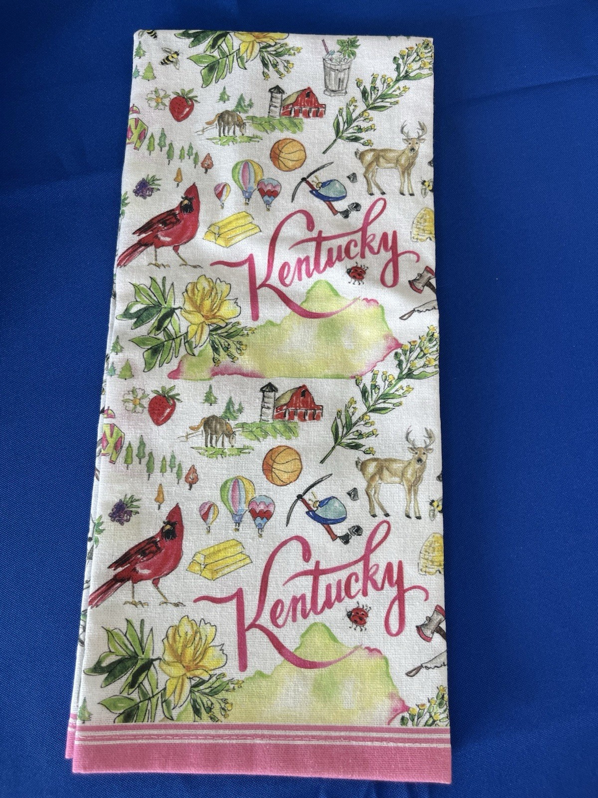 State of Kentucky Horse Racing Jockey Cardinal 28 In. Cotton Tea Towel