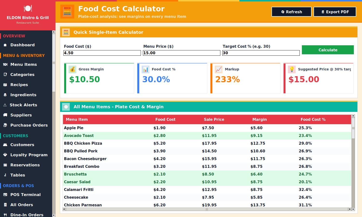 Restaurant POS Software on USB Flash Drive Menu Inventory Payroll Windows Mac