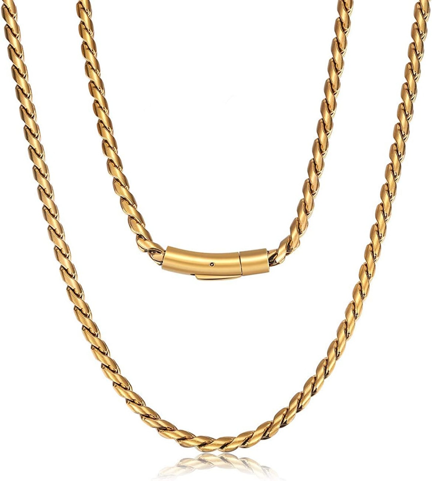 ROWIN&CO 18k Gold Plated Stainless Steel Twisted Rope Chain Men Women Choker ...