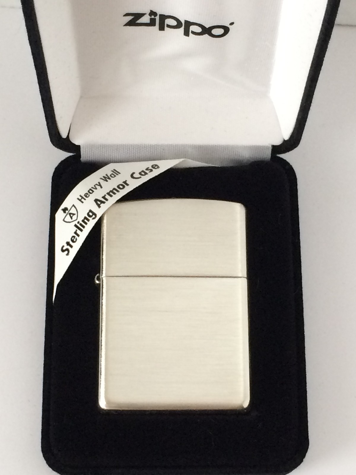 Armor Sterling Silver Zippo Lighter With Brushed Finish, # 27, New In Box