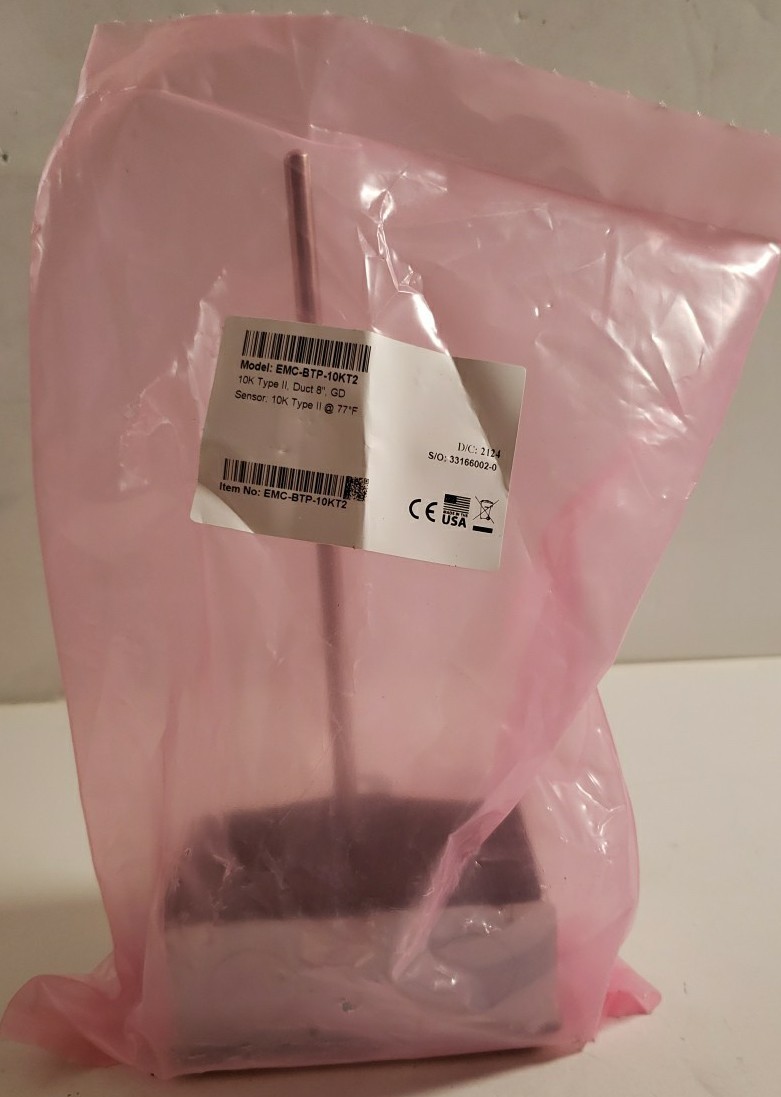 Duct Temperature Sensor EMC-BTP-10KT2, 10K Type II Thermistor, Duct 8"