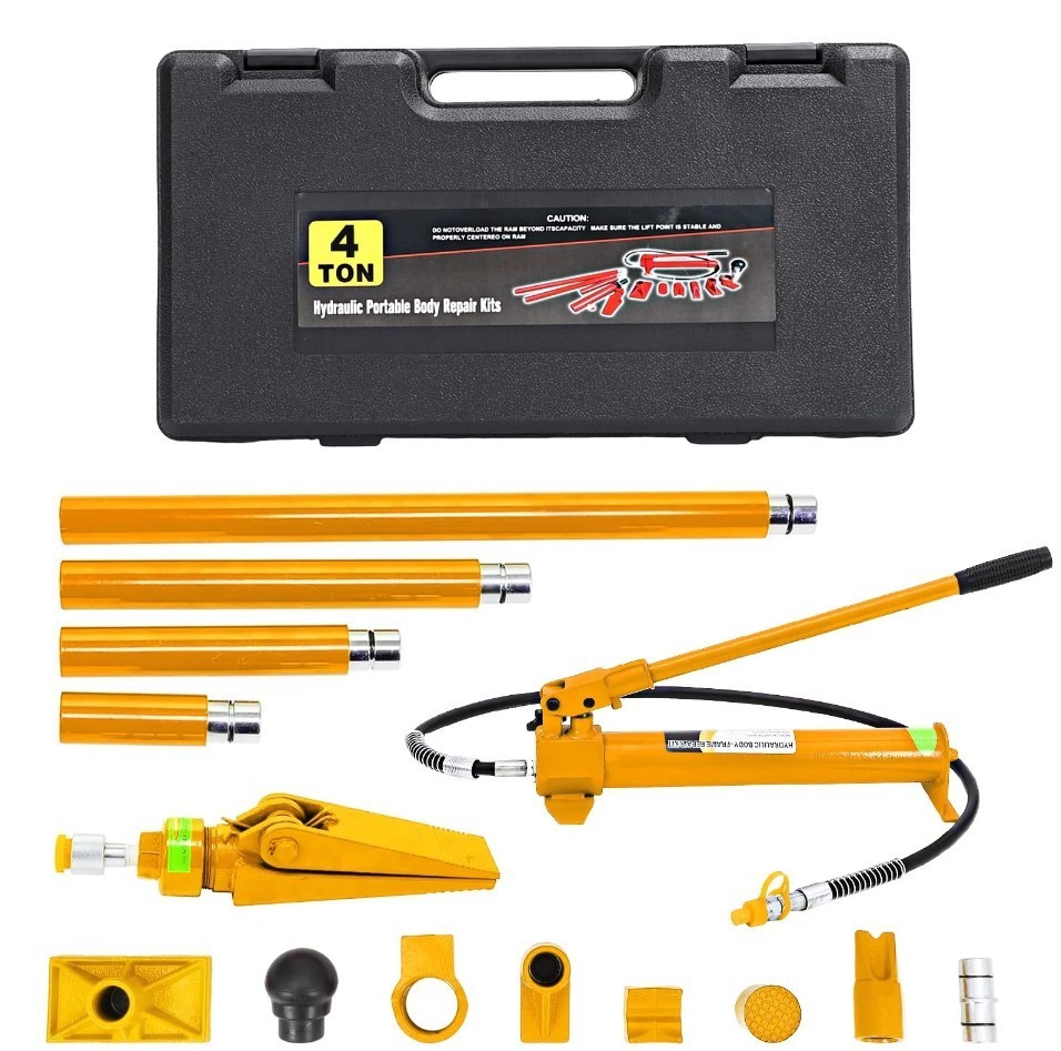 New Garvee 4 Ton Hydraulic Porta Power Kit w/ Case Auto Repair Yellow
