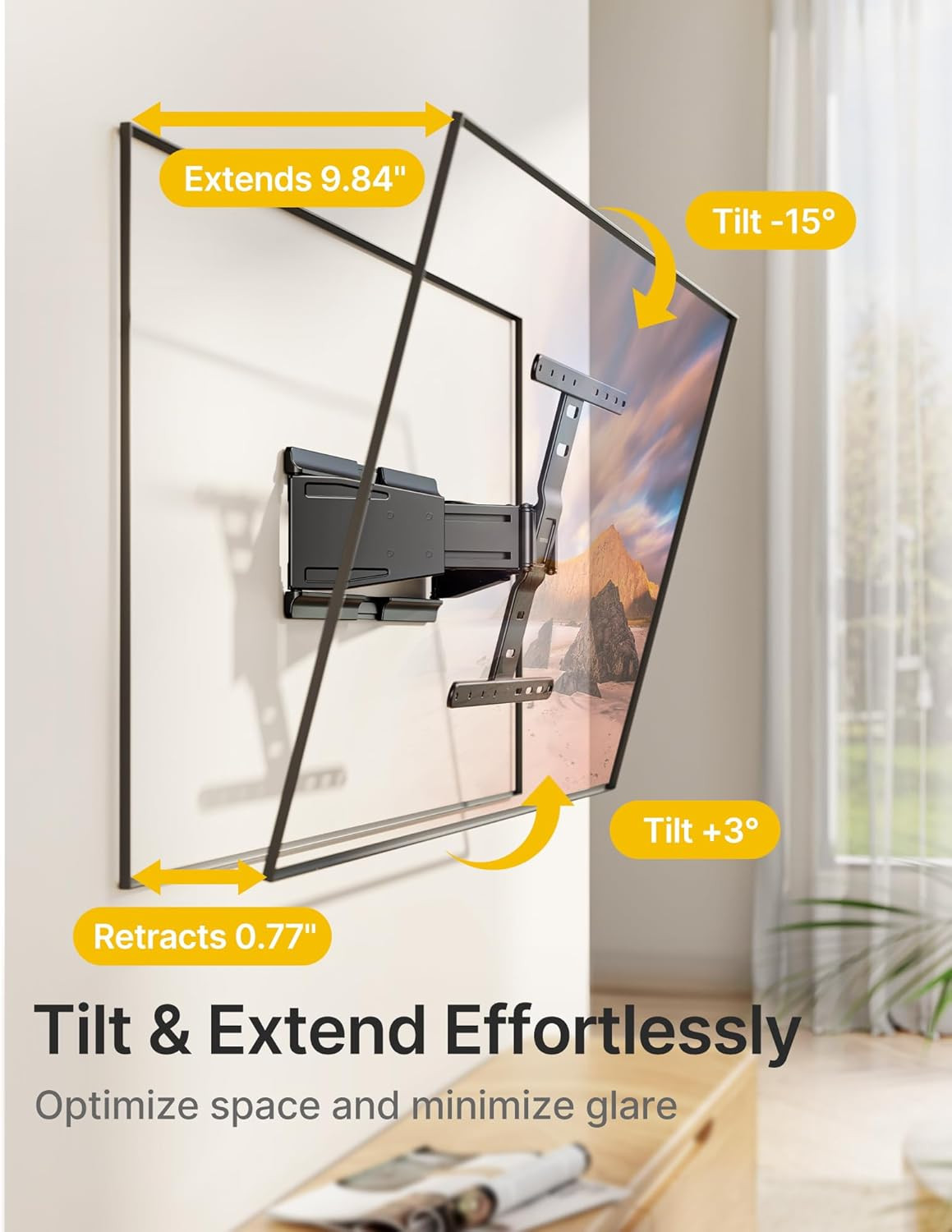 0.77" Ultra Slim TV Wall Mount for 37-75 Inch Tvs, Thin Low Profile Full Motion