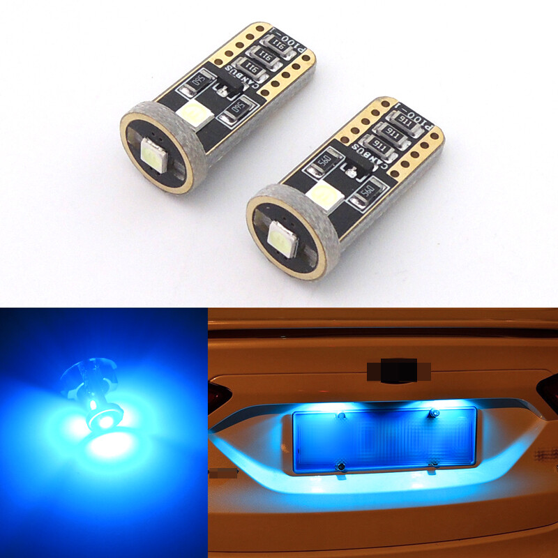 2pcs Ice Blue Car Truck License Plate Lights T10 168 194 2825 W5W LED Wedge Bulb
