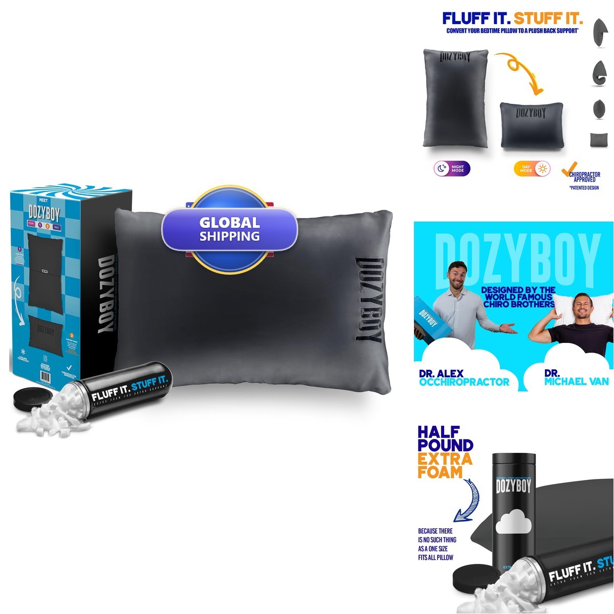 DozyBoy Fluff And Stuff Comfort Pillow Queen Size Memory Foam Pillows