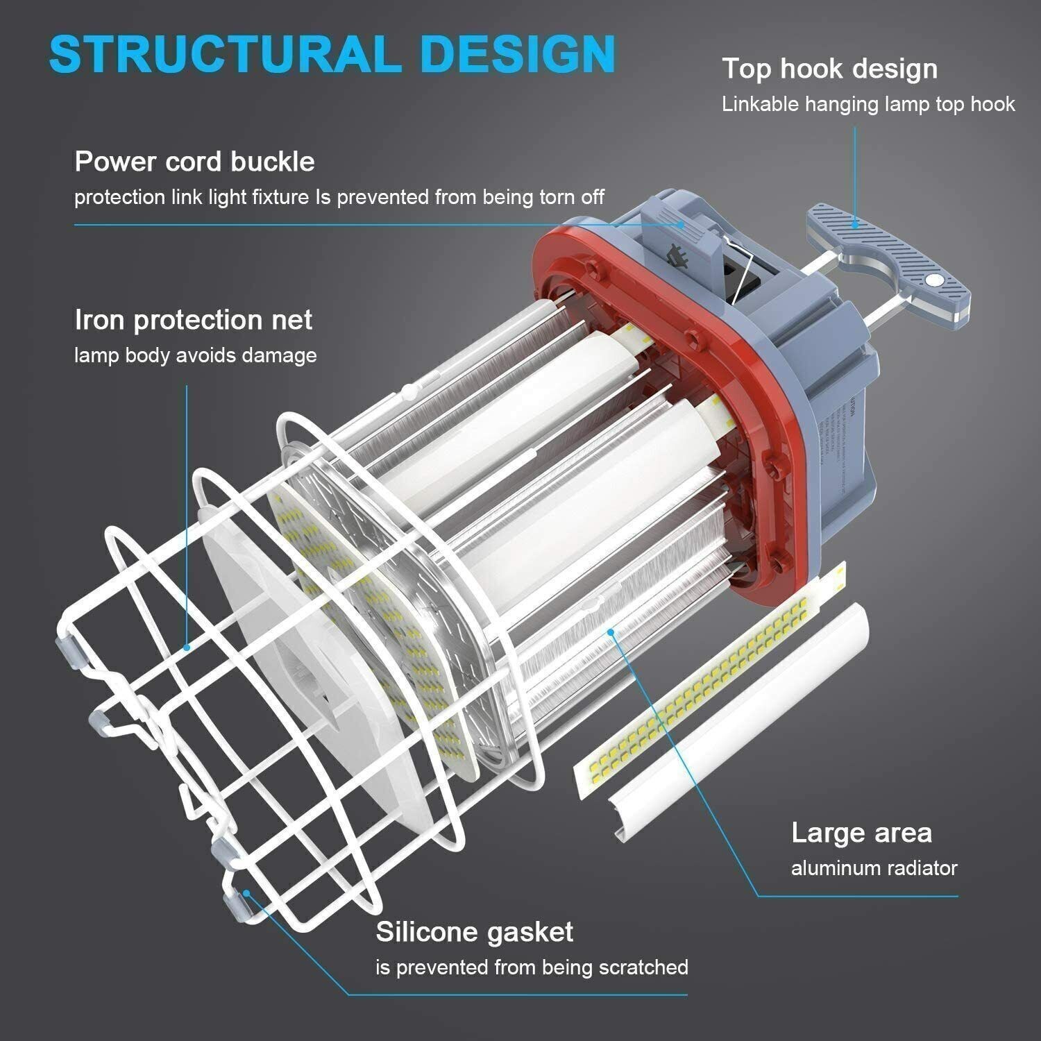 80W LED Temporary Work Light 11600LM Linkable Construction Job Site Light 5000K