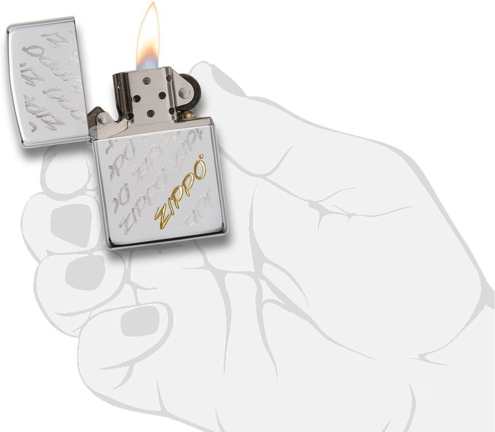 Zippo 28642 Script Brushed Chrome