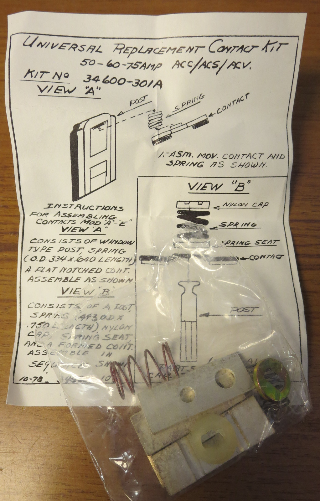 Arrow Hart 34600-301 A Universal Replacement Contact Kit
