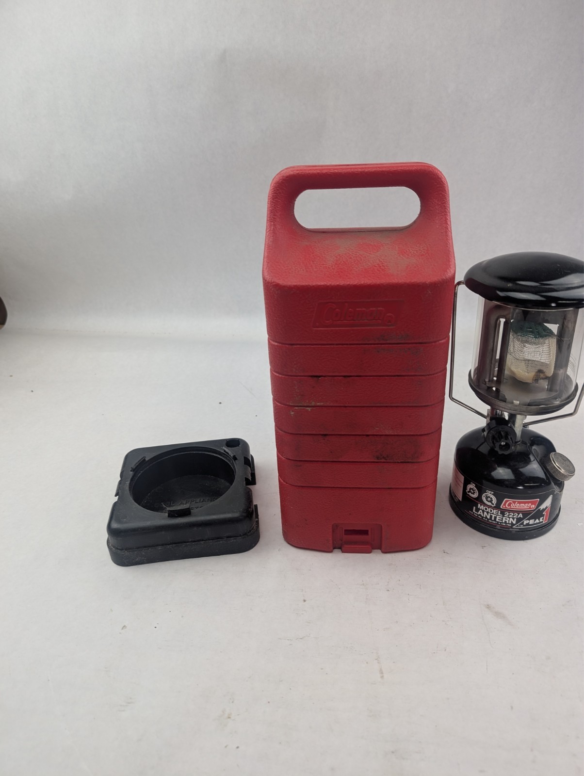 Vintage Coleman Lantern 222A Peak Back Pack Style with Hard Case Made Canada