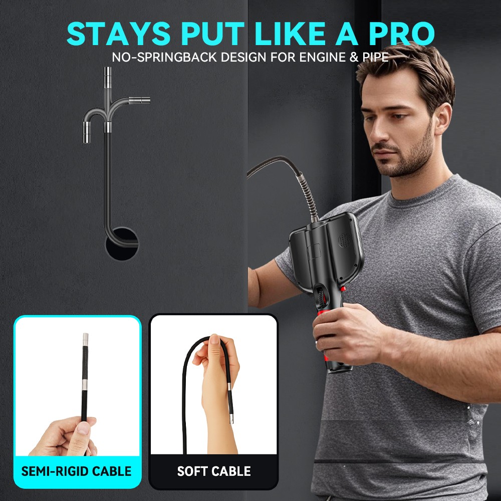 10FT🔥 Endoscope 2-Way 360° Inspection Camera Articulating Borescope Semi Rigid