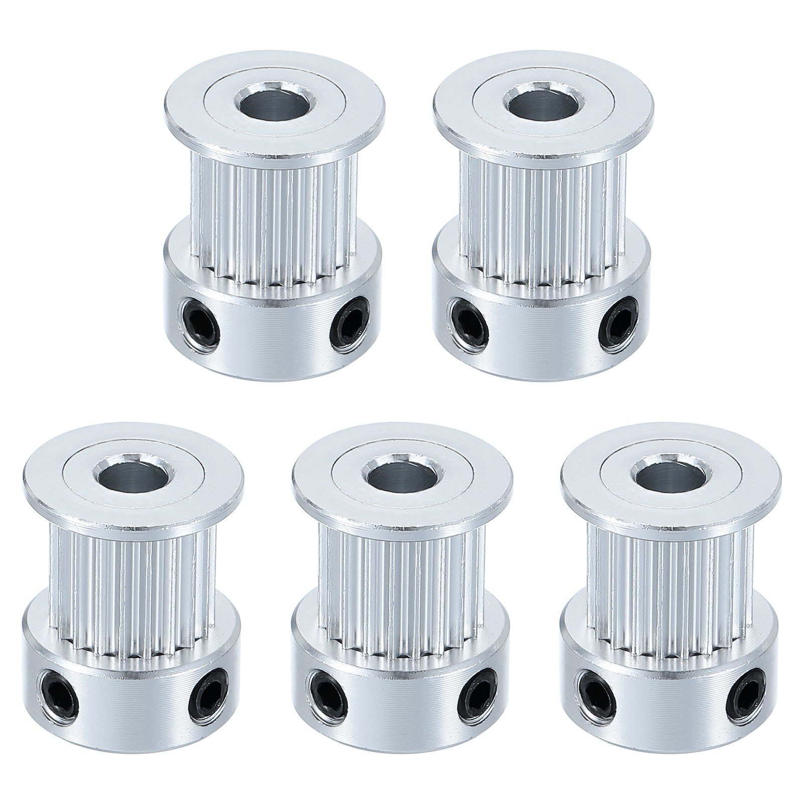 5 Pcs Aluminum 20T Teeth 5mm Bore 10mm Width Idler Pulley, Silver