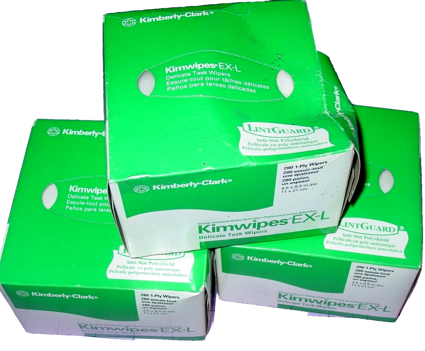 3 Kimwipes EX-L 280-Count Boxes Delicate Task Wipes LintGuard Anti Stat NOS