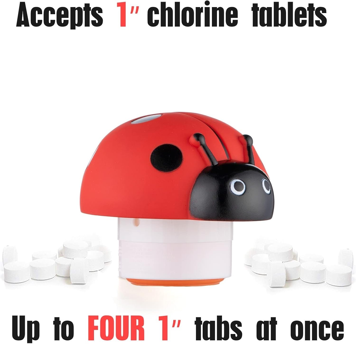 Durable Ladybug Pool Chlorine dispenser for 1" Tabs - Collapsible Design