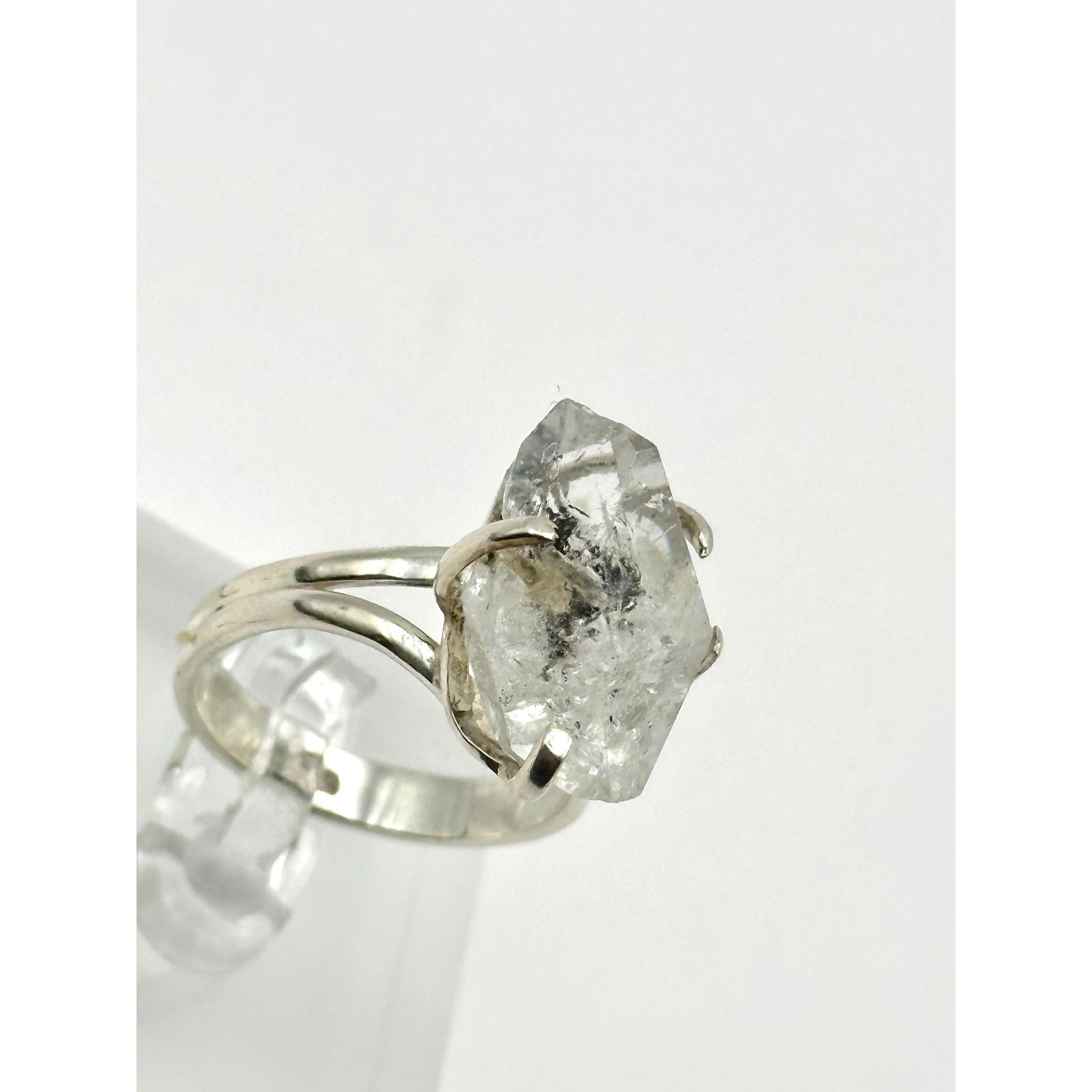 Raw Herkimer Diamond Sterling Silver Ring Size 9