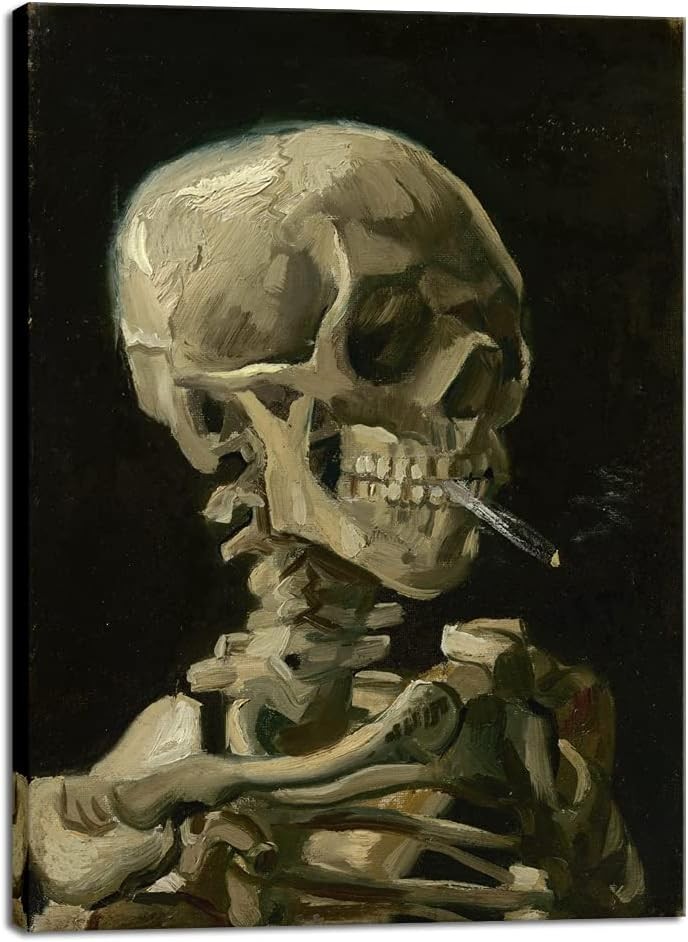Wieco Art Skull of a Skeleton with Burning Cigarette, 1886 by 16"L x 12"W