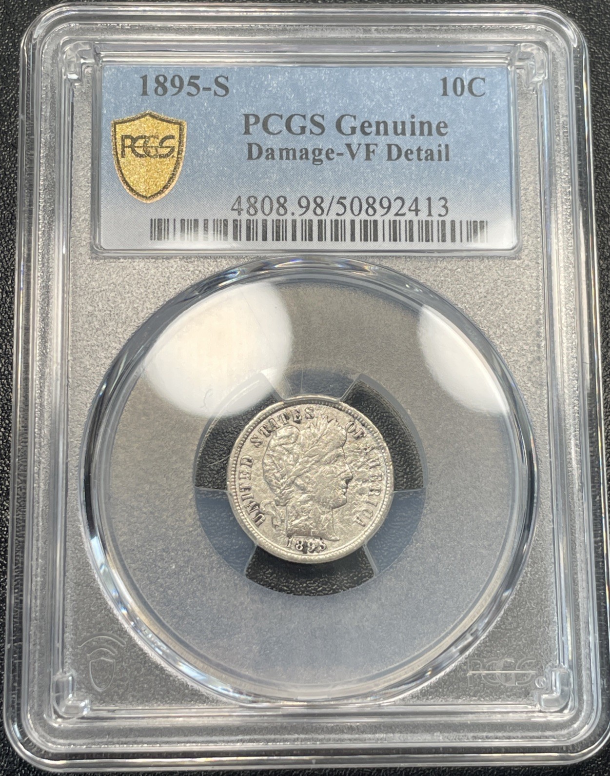 1895-S Barber Silver Dime 5c PCGS VF Detail Very Fine Damage