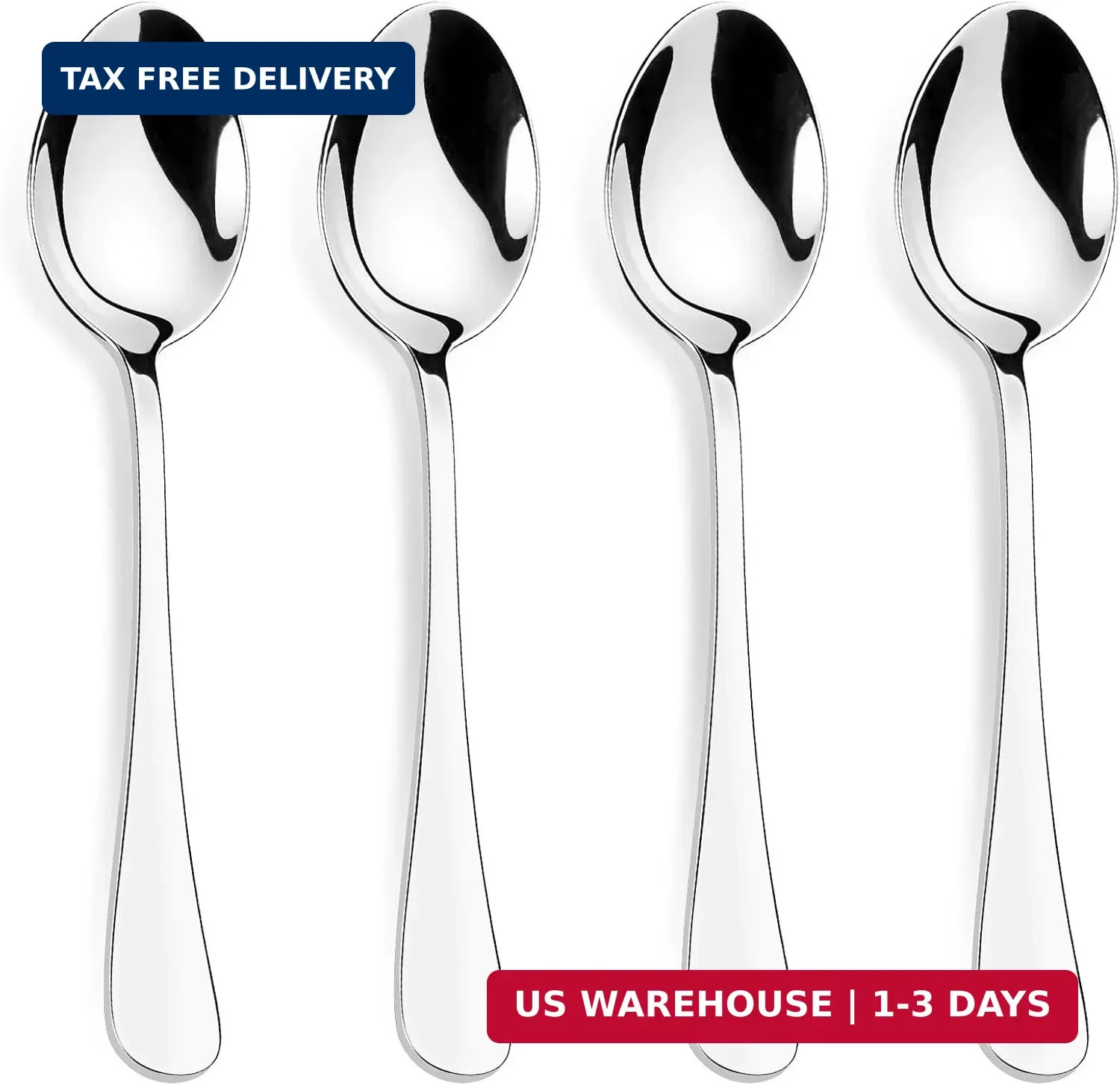 12 Pcs Heavy Duty Teaspoons 18/10 Stainless Steel, 6.8 Inch Soup Spoons Silverwa