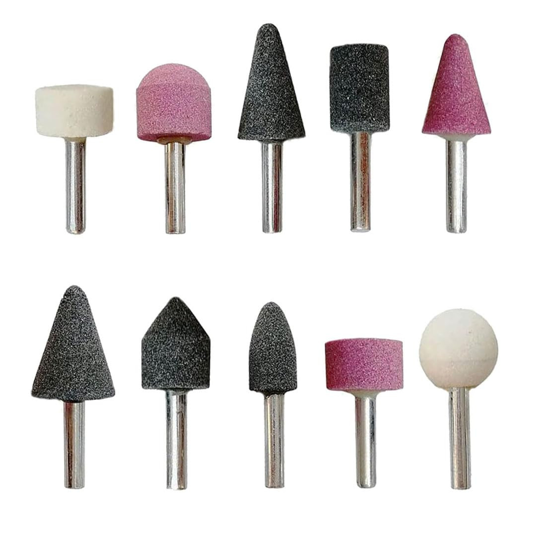 10 Pcs 1/4'' Shank Various Drill Grinding Stones | Aluminum Oxide Grinding Bits