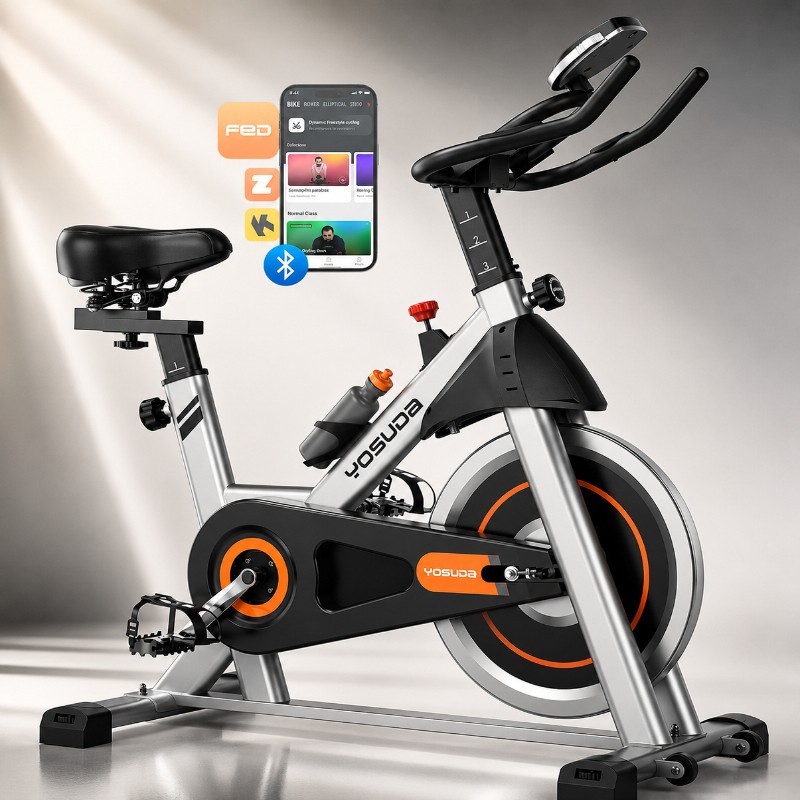 YOSUDA 002 Stationary Exercise Bike with Brake Pad, App Support, 300 LB