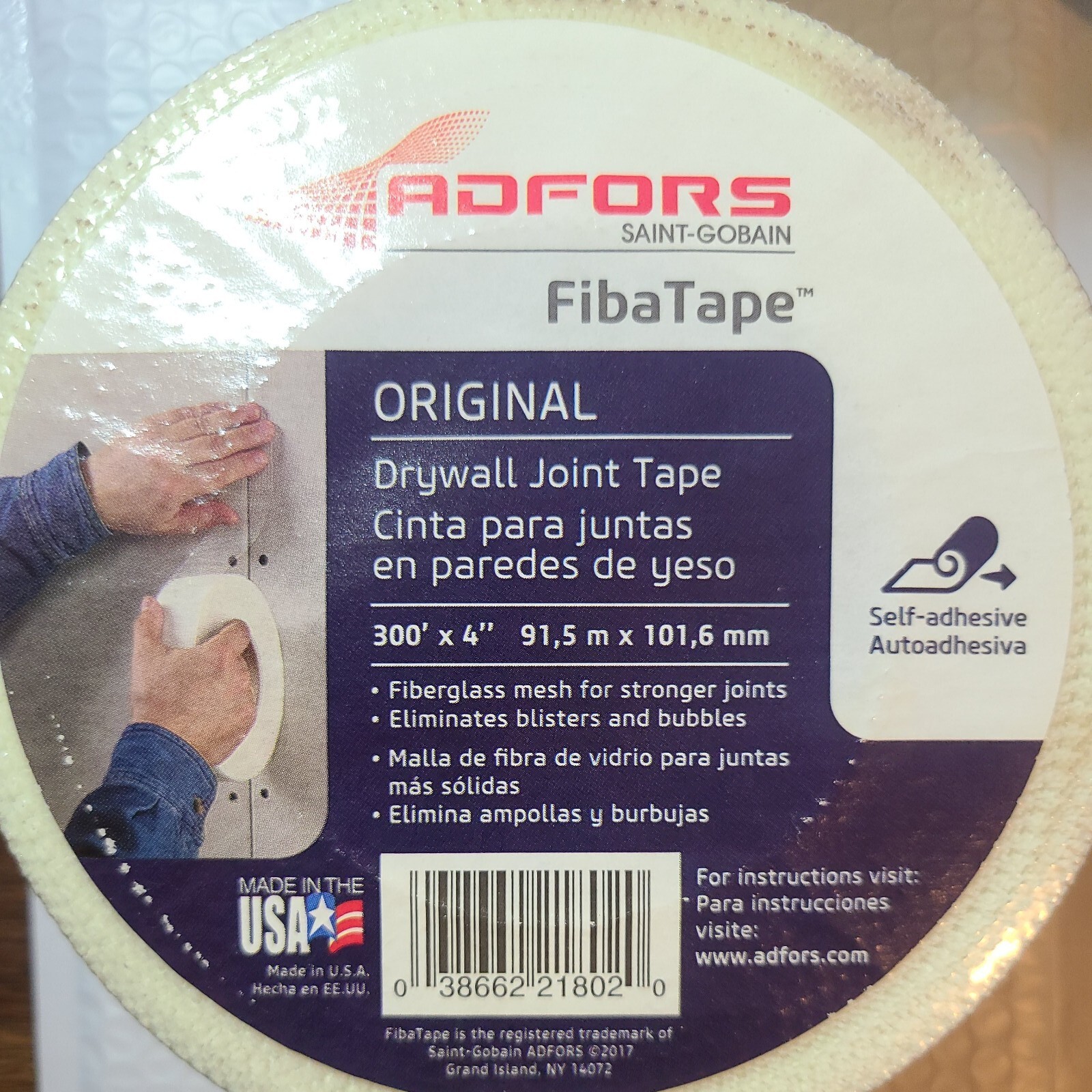 Adfors Saint-Gobain FibaTape  Original 4" x 300', Drywall Joint Tape, Fiberglass