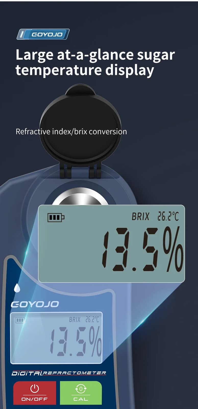Digital Brix Refractometer Flagfront Brix Meter Sugar Fruits Refractometer 0-55%