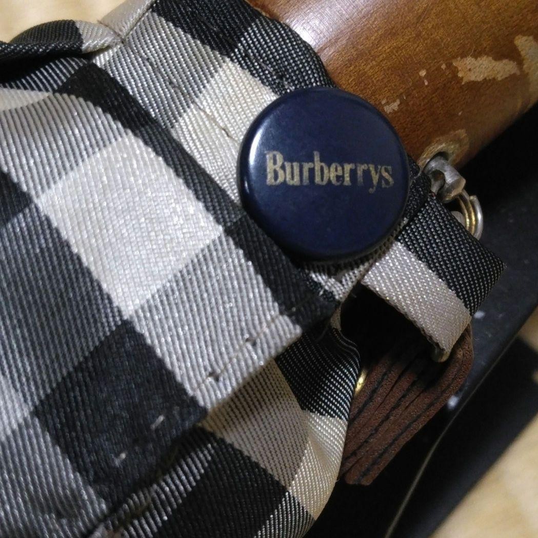 Retro Burberrys folding umbrella Nova Check Aurora Co Men's Gray w/Dust Bag Auth
