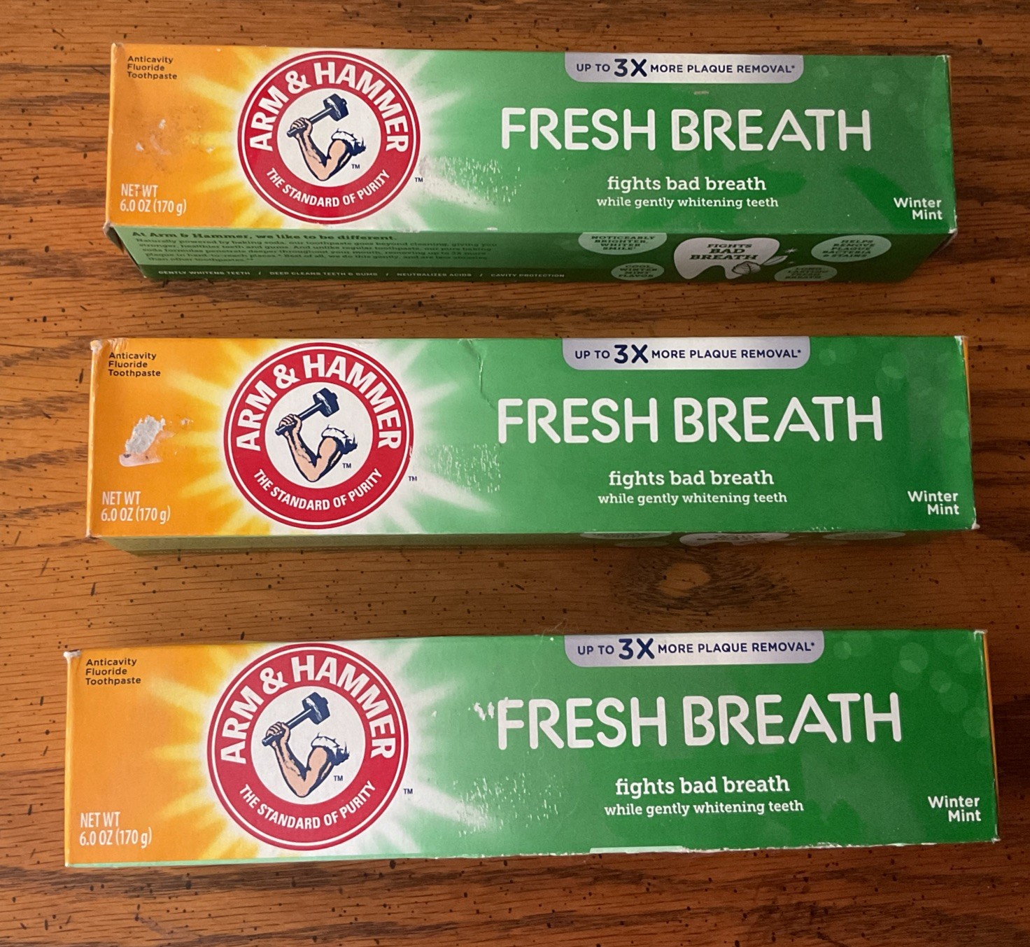 3 DISCONTINUED Arm & Hammer Toothpaste FRESH BREATH  Winter Mint 6oz Exp 12/2025