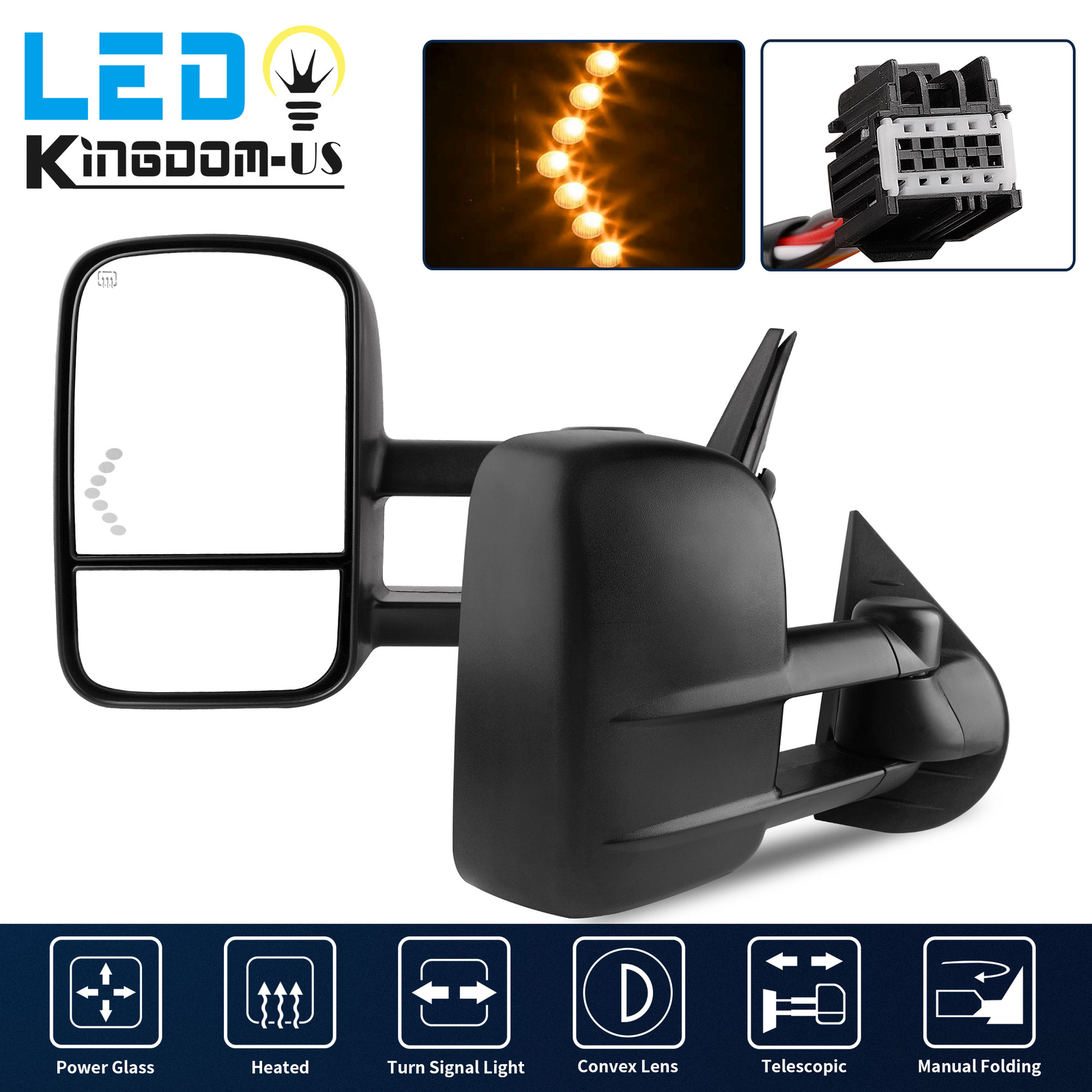 Power Heated Tow Mirrors for 2007-2013 Chevy Silverado Sierra 1500 2500HD 3500HD