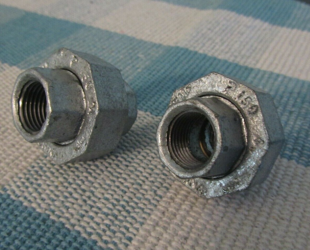 D271 ½” Union Ground Joint Sch 40 Iron Galvanized, 2 Count, New