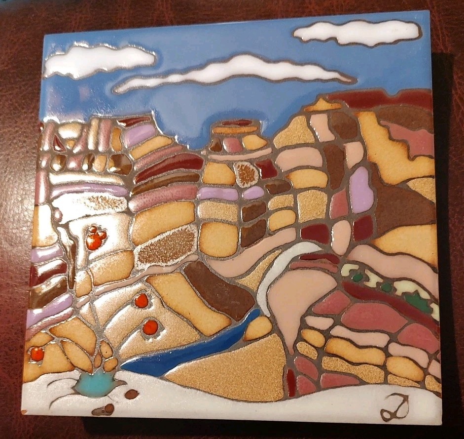 Vintage TRITON TILE Decorative Art Tile Hand Painted Decorative Trivet/Wall Art
