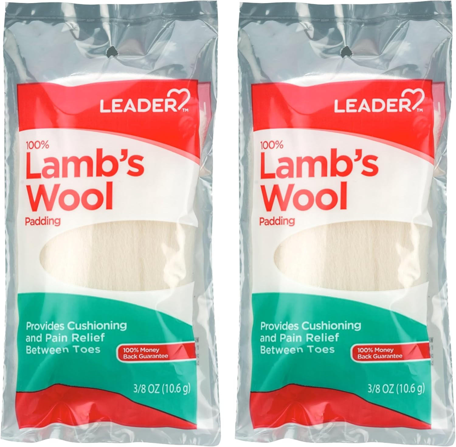 Lambs Wool Padding for Toes, 3/8 Oz, 2 Pack, for Adults and Children