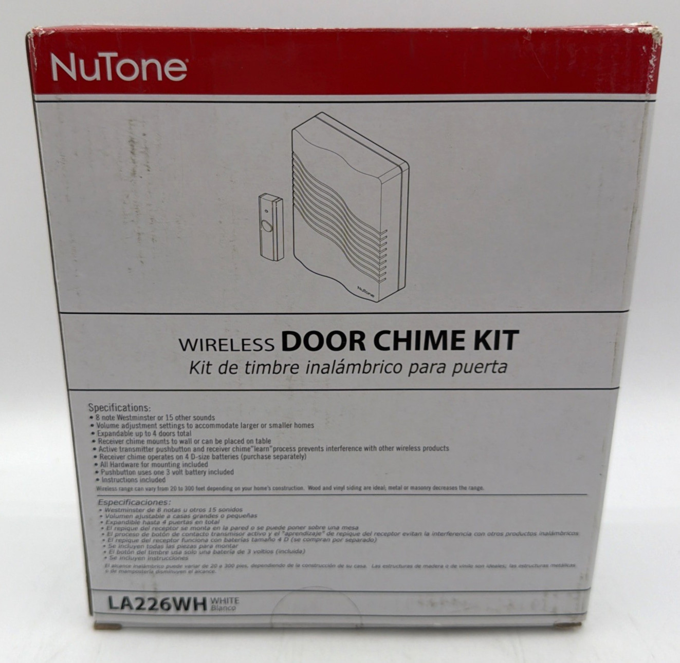 NuTone LA226WH Battery Wireless Door Chime Remote & Receiver 16 sounds Free Ship