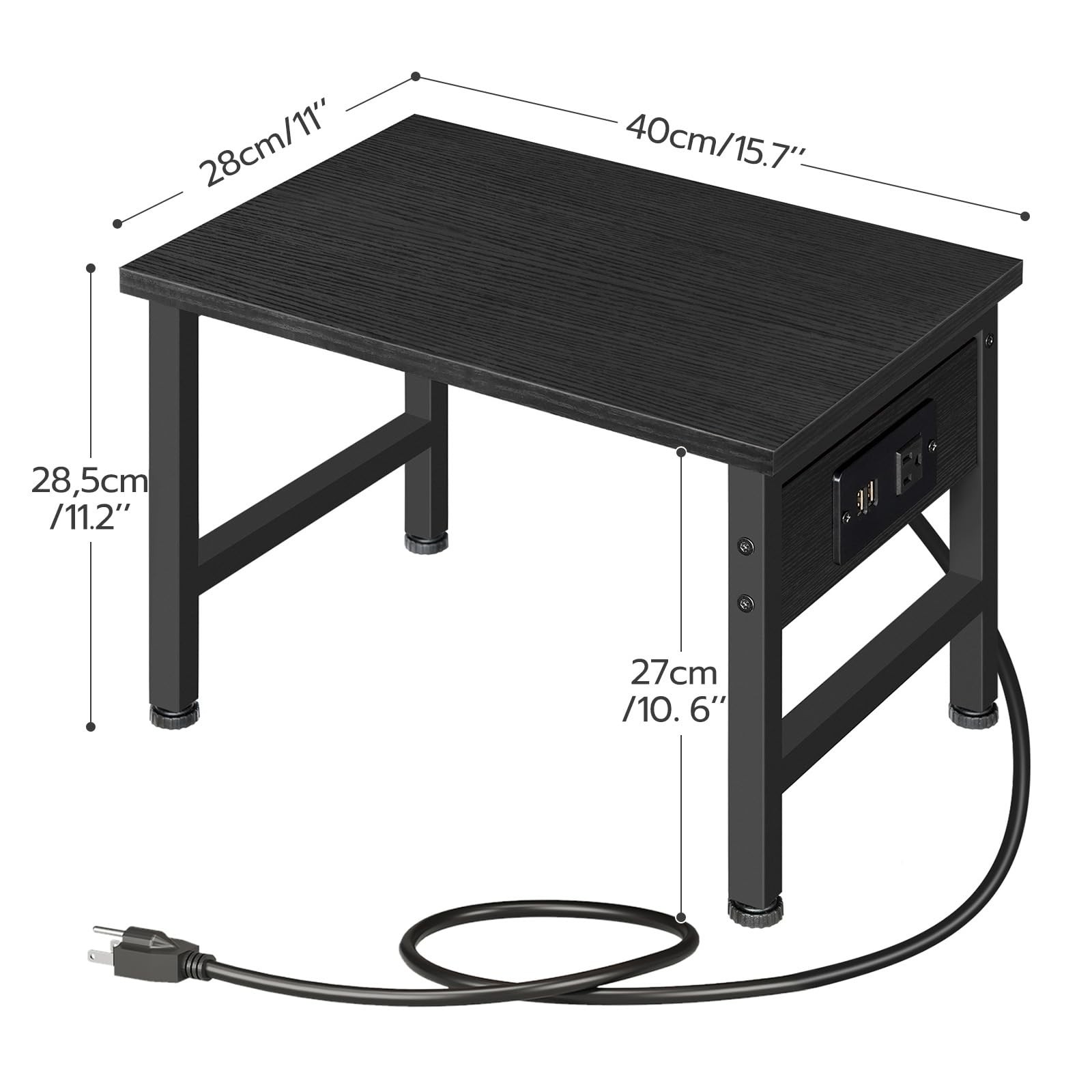 Desktop Printer Stand Charging Station Small Table Storage Hook Cart Black