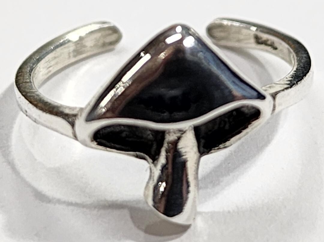 Mushroom Toe Ring Adjustable 925 Sterling Silver