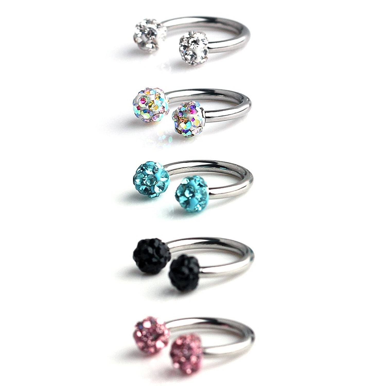 Ruifan Crystal Tiny Nose Septum Horseshoe Earring Eyebrow Lip Helix Tragus Ca...