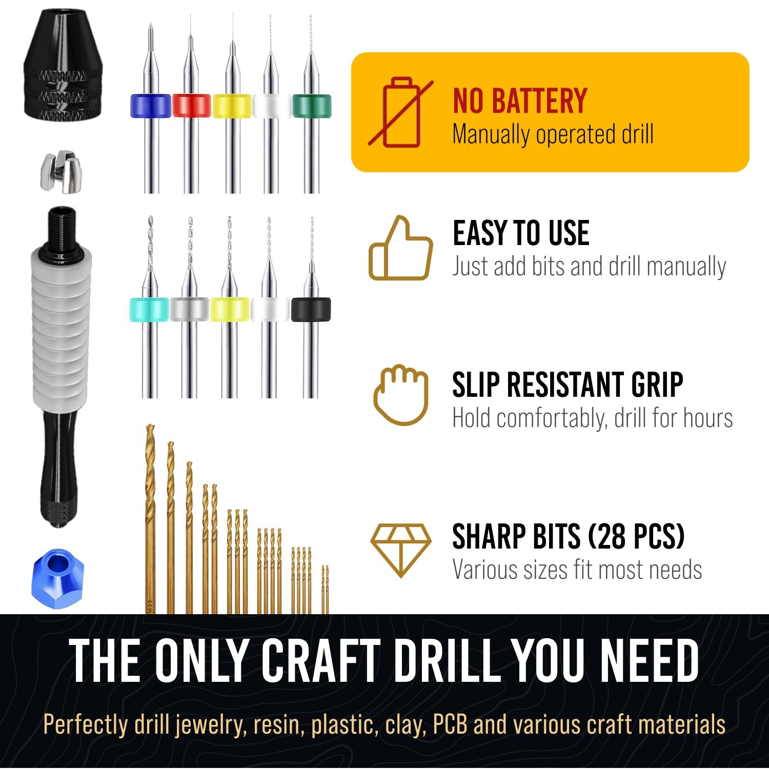 Micro Drill Bits Set with Pin Vise | Small Hand - Drill...