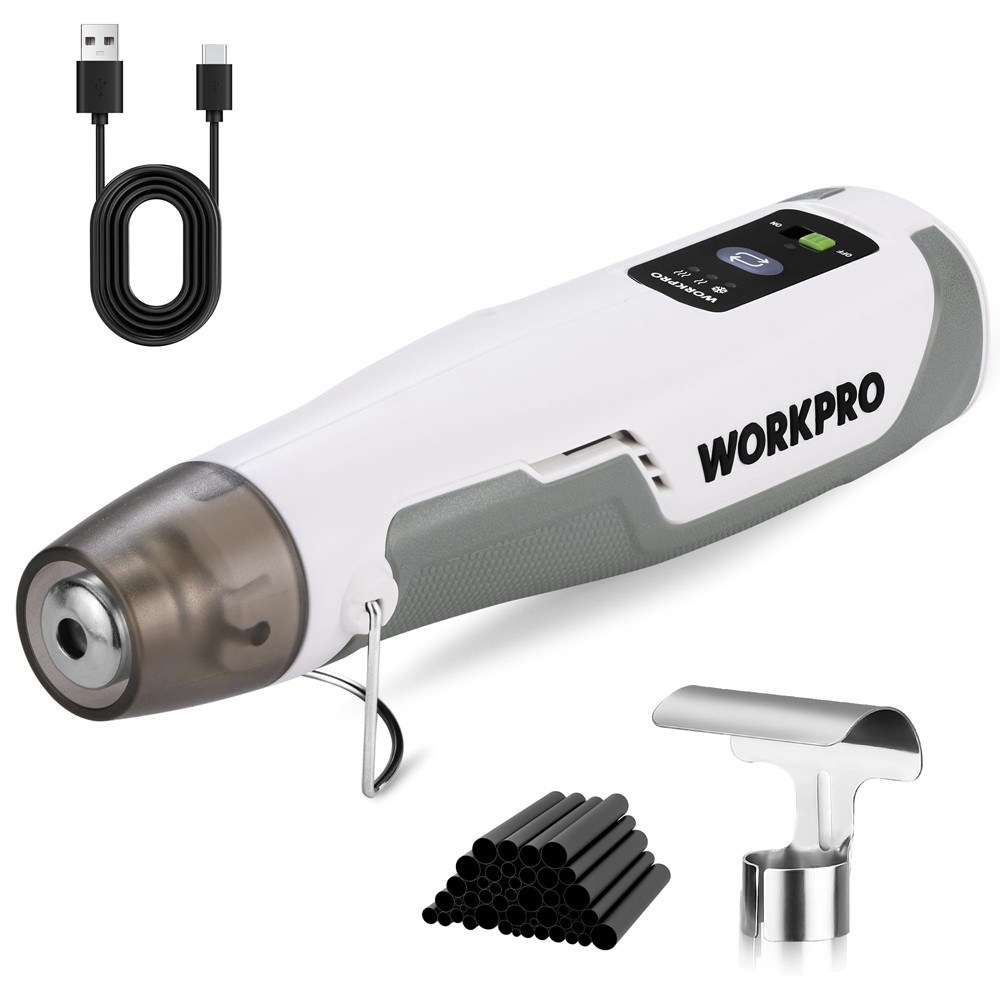 WORKPRO 7.2V Cordless Mini Heat Gun 3 Temp Setting 1.5s Fast Heating Hot Air Gun