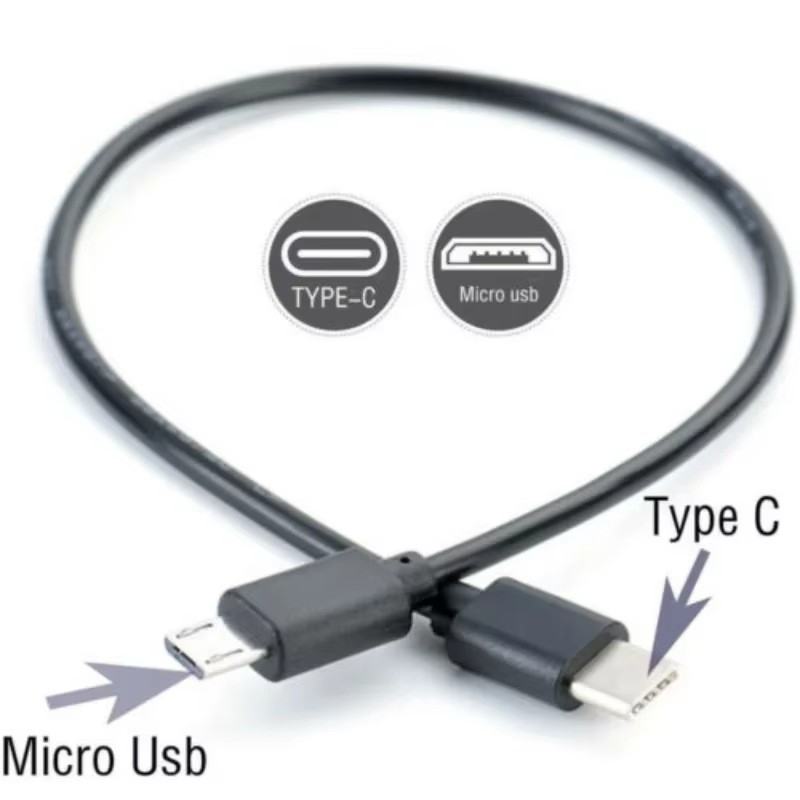 USB Type C to Micro 5V/2.4A Data & Sync Transfer OTG charging cable - Black Lot
